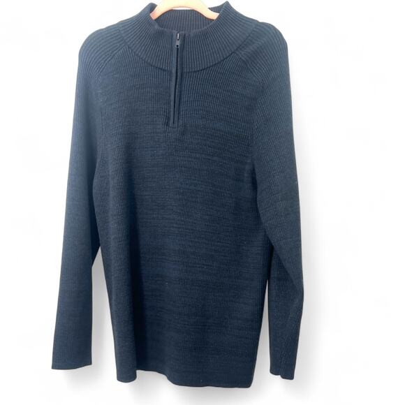 Vince Camuto XL Men's Knit Sweater Mock 1/4 Zip Ribbed Pullover Blue - Picture 1 of 4